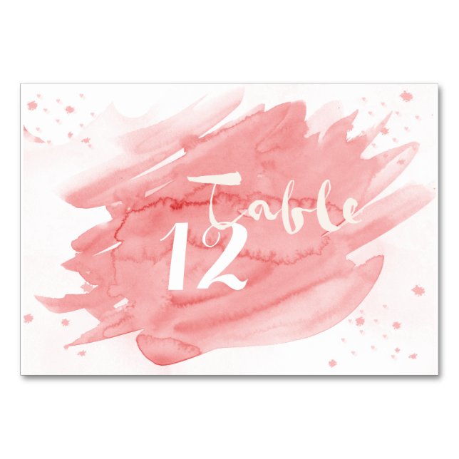 Numéro De Table Nuances d'aquarelle rose Numéros de tableau (Devant)