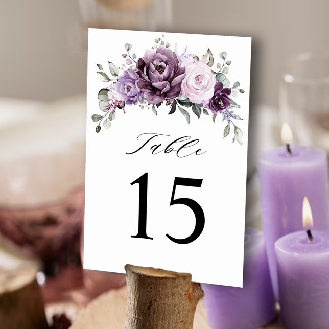 Numéro De Table Nuances de pourpre Dusty fleurs Moody Floral Maria (Créateur téléchargé)
