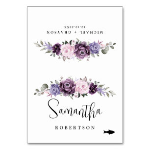 Numéro De Table Nuances de pourpre Dusty Floral Nom de l'invité