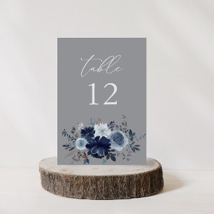 Numéro De Table Numéro de la table florale bleu et marine - gris 2