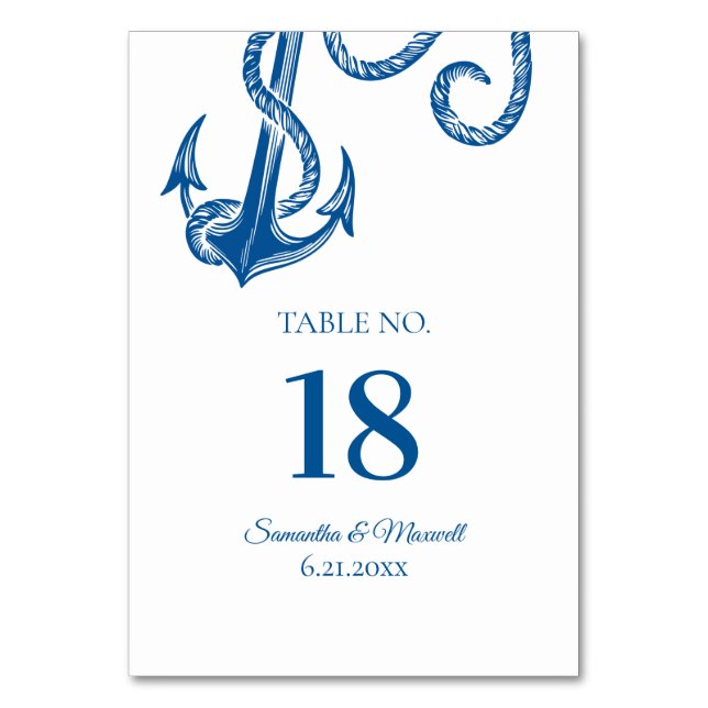 Numéro De Table Numéro de tableau Ancre bleu et blanc (Par défaut)