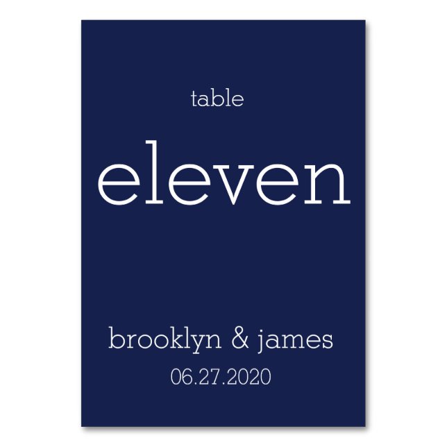 Numéro De Table Numéro de tableau de Mariage moderne bleu marine (Par défaut)