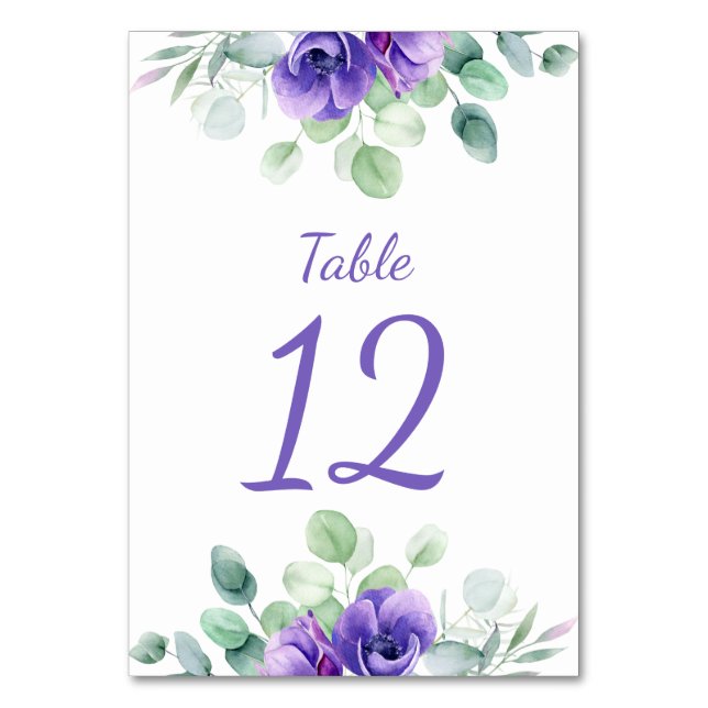 Numéro De Table Numéro de tableau des anémones violettes (Par défaut)