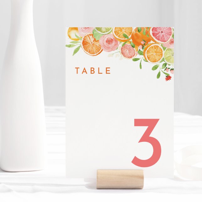Numéro De Table Numéro de tableau du Mariage d'aquarelle Citrus (Créateur téléchargé)