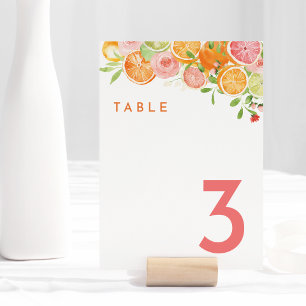 Numéro De Table Numéro de tableau du Mariage d'aquarelle Citrus