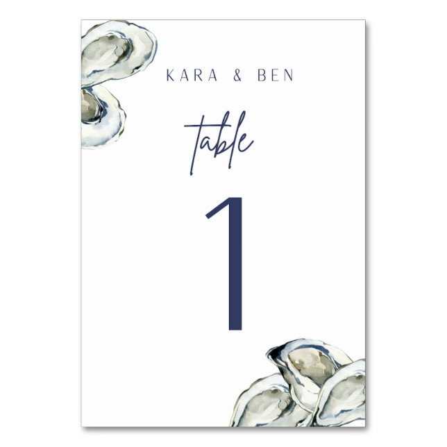 Numéro De Table Numéro de tableau du Mariage d'huîtres aquarelle (Par défaut)
