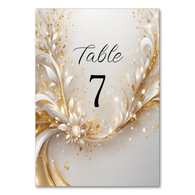 Numéro De Table Numéro de tableau Floral Or blanc (Par défaut)