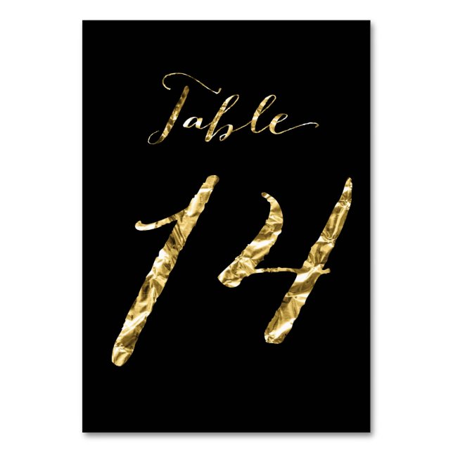 Numéro De Table Numéro de tableau mariage Black Gold Foil No 14 (Par défaut)