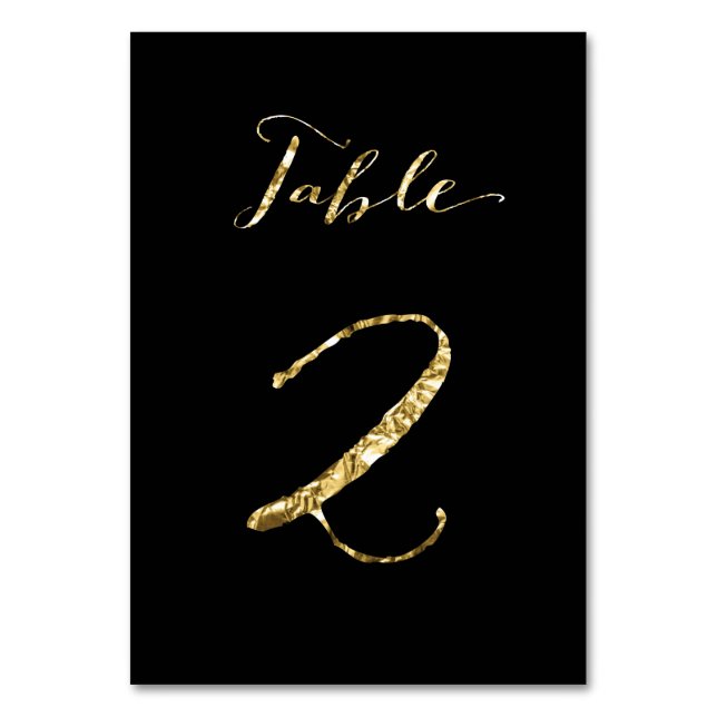 Numéro De Table Numéro de tableau mariage Black Gold Foil No 2 (Par défaut)
