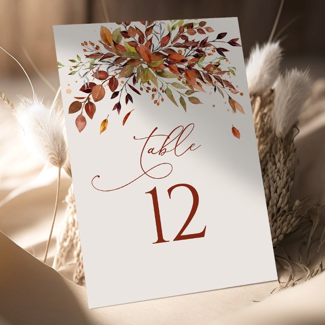 Numéro De Table Numéro de tableau Mariage d'aquarelle d'automne (Créateur téléchargé)