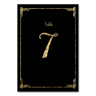 Numéro De Table Numéro de tableau mariage Gold Foil Art Déco 7