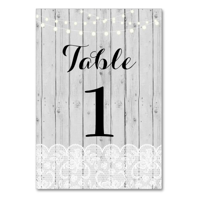 Numéro De Table Numéro de tableau Mariage Gris rustique Lumière en (Par défaut)
