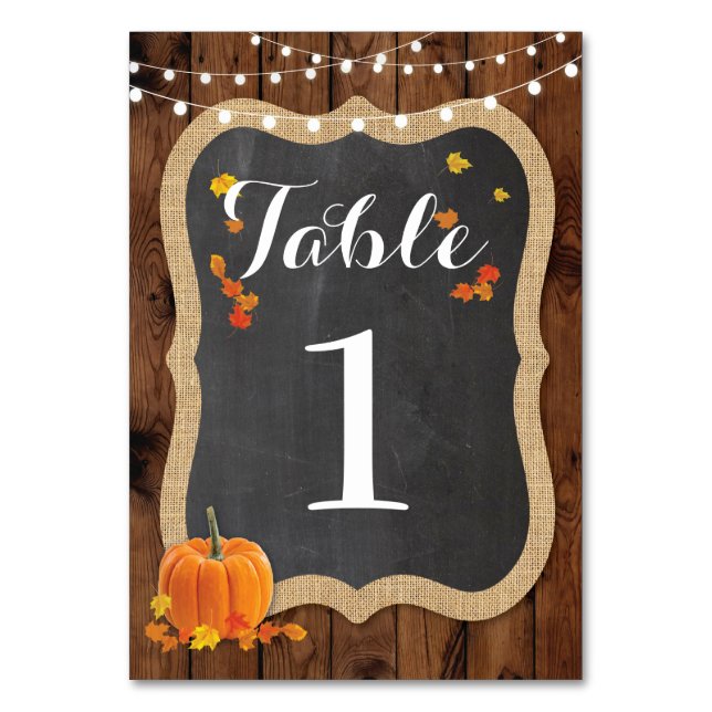 Numéro De Table Numéro de tableau Mariage Rustic Wood Fall Citroui (Par défaut)