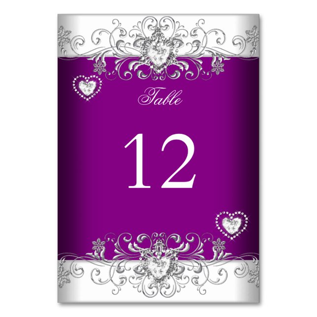 Numéro De Table Numéro de tableau Plum rose Mariage Silver Diamond (Par défaut)