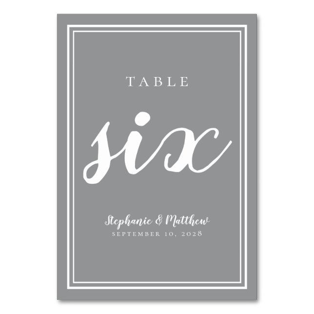 Numéro De Table Numéro du tableau Six | Réception de mariage blanc (Dos)