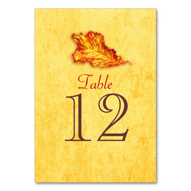 Numéro De Table Numéros de la table d'art des feuilles de Thanksgi (Par défaut)
