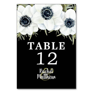 Numéro De Table Numéros de tableau botanique des anémones noirs et