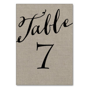 Numéro De Table Numéros de tableau de calligraphie chic de Burlap
