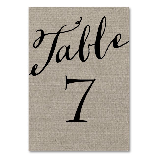 Numéro De Table Numéros de tableau de calligraphie chic de Burlap  (Par défaut)