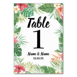Numéro De Table Numéros de tableau Fleurs d'Aloha Tropical Mariage