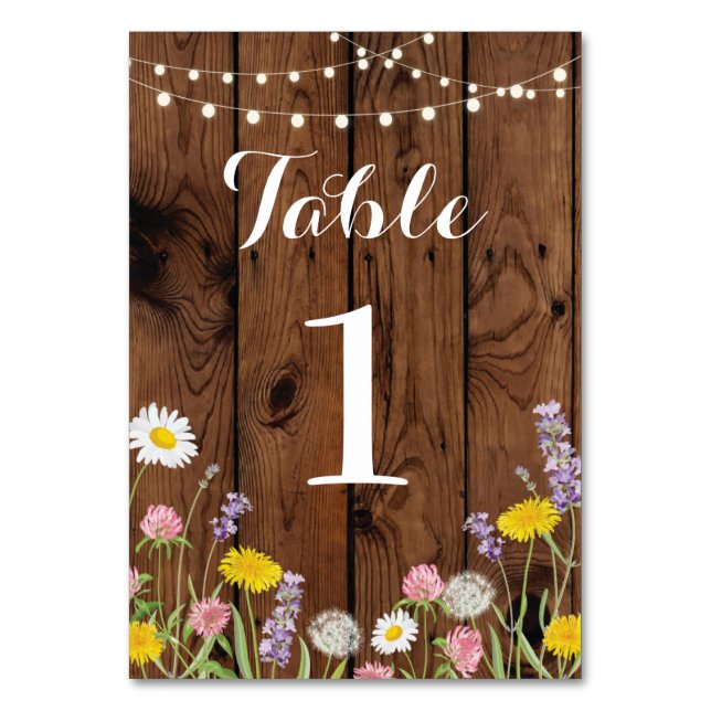 Numéro De Table Numéros de tableau Fleurs sauvages Mariages Bois r (Par défaut)