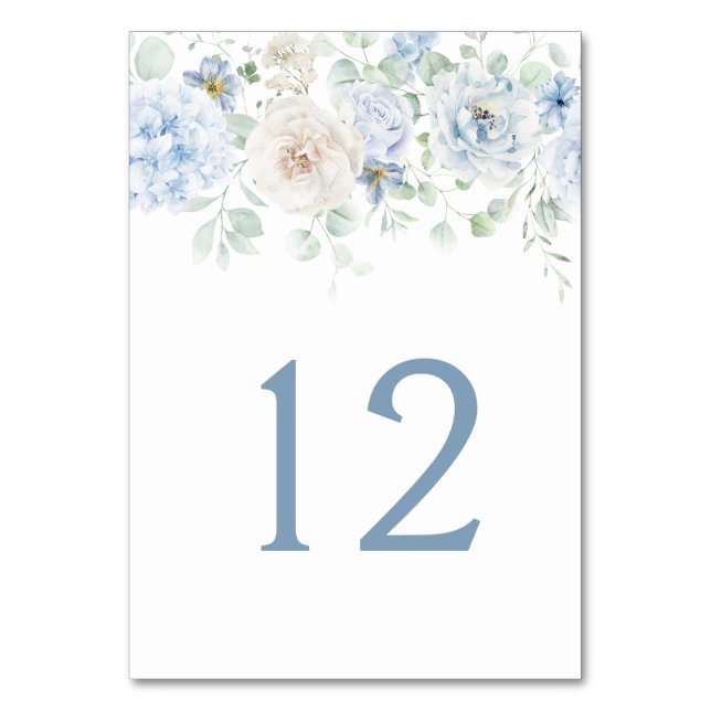 Numéro De Table Numéros de tableau floral bleu et blanc (Par défaut)