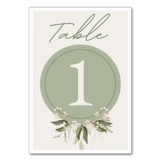 Numéro De Table Numéros de tableau floral vert Sage