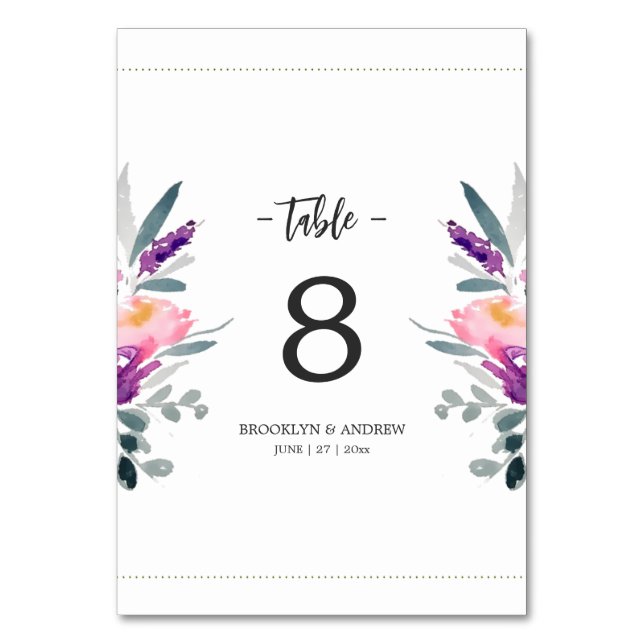 Numéro De Table Numéros de tableau Mariage de fleurs d'aquarelle (Par défaut)