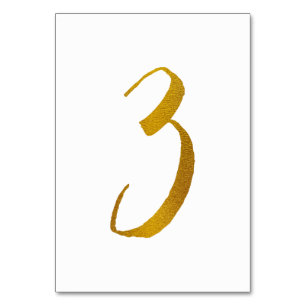 Numéro De Table Numéros de tableau mariage (Faux Gold Foil) 3