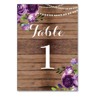Numéro De Table Numéros de tableau Mariage Purple Fleurs rustiques