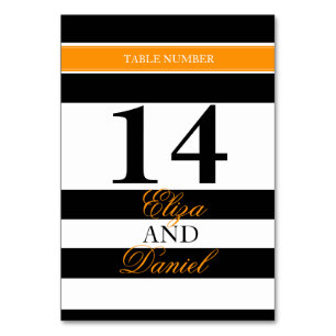 Numéro De Table Numéros de tableau mariage rayé orange noir