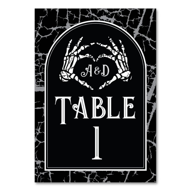 Numéro De Table Numéros de tableau Mariage Squelette Mains de coeu (Par défaut)