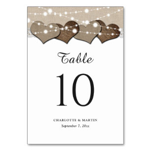 Numéro De Table Numéros de tableau Rustique Mariage Burlap et dent