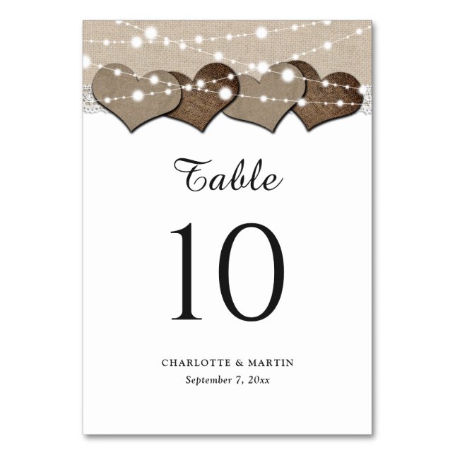 Numéro De Table Numéros de tableau Rustique Mariage Burlap et dent (Par défaut)