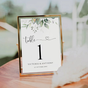 Numéro De Table Numéros du tableau Mariage de feuilles d'eucalyptu