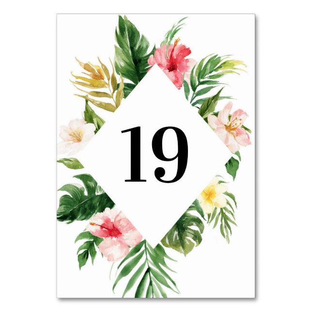Numéro De Table Numéros du tableau Tropical Floral Diamond Frame (Par défaut)