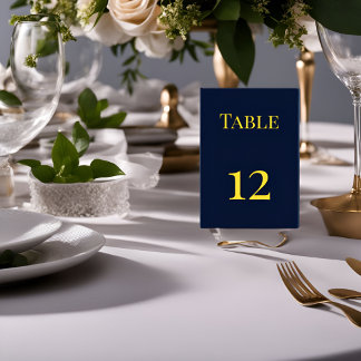 Numéro De Table Numéros simples de table bleu foncé et or - Élégan