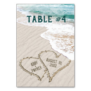 Numéro De Table Ocean Beach Hearts avec des noms