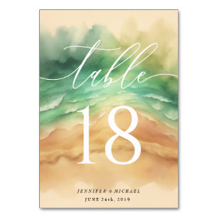 Numéro De Table Ocean Beach Summer Sun Sand Watercolor Table