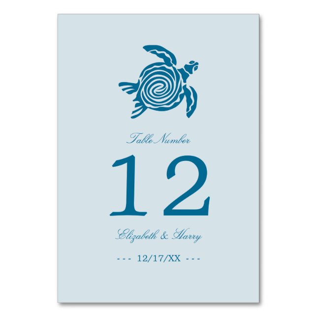 Numéro De Table Ocean Sea Turtle, Sea Blue Beach Wedding (Par défaut)