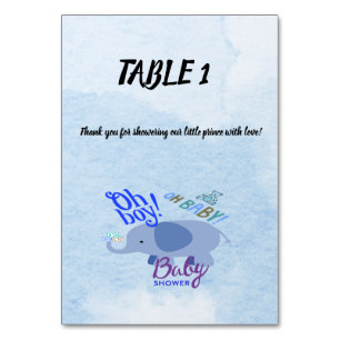 Numéro De Table Oh mon Dieu ! Mon bébé ! Baby shower bleu 2 tons B