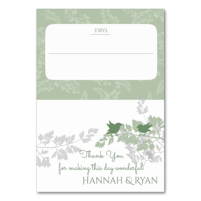 Numéro De Table Oiseaux des bois et vert du feuillage (Par défaut)