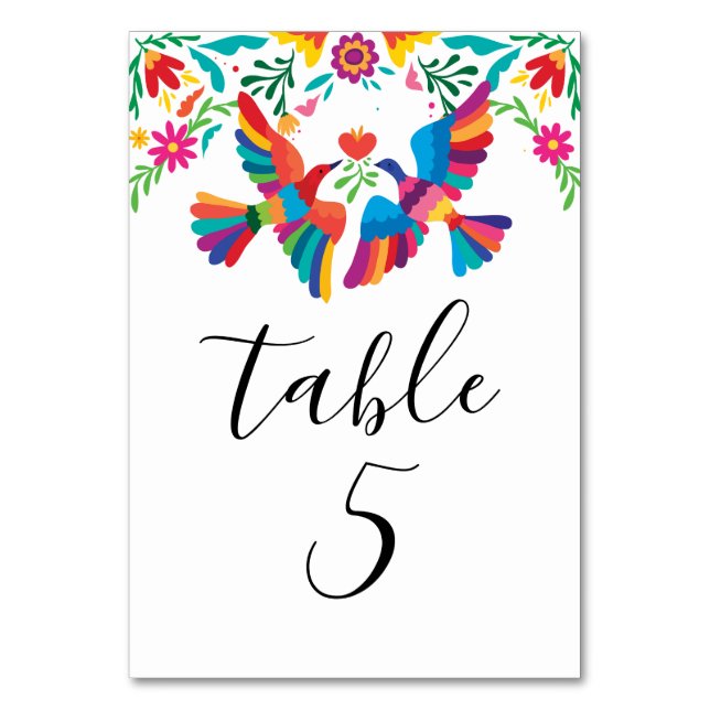 Numéro De Table Oiseaux mexicains d'inspiration vive et Mariage fl (Par défaut)