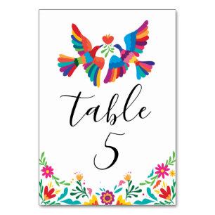 Numéro De Table Oiseaux mexicains d'inspiration vive et Mariage fl