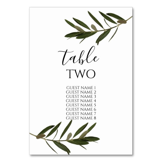 Numéro De Table Olive Feuille Verdure Mariages Nom d'hôte (Par défaut)