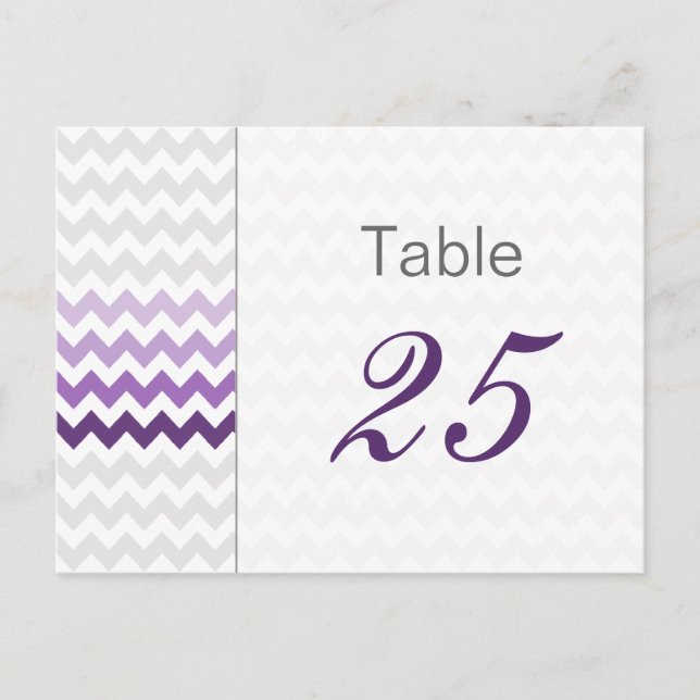 Numéro de table Ombre de mariage Mod chevron viole (Devant)