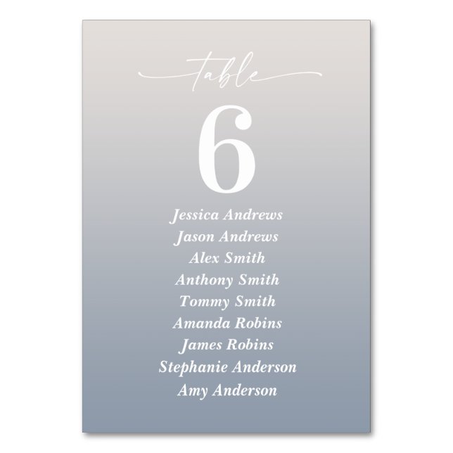 Numéro De Table Ombre Gardenia White & Dusty Blue Guest Names (Par défaut)