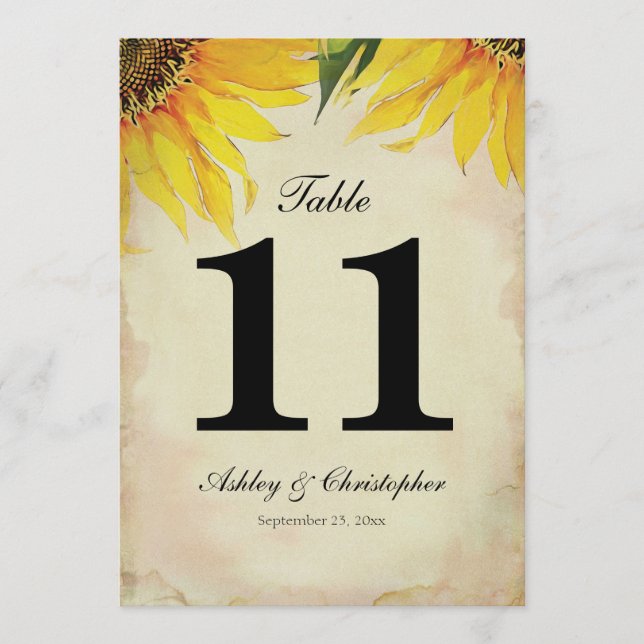 Numéro de table onze de la réception de mariage To (Devant)