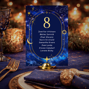 Numéro De Table Or bleu lune mystique céleste disposition de maria