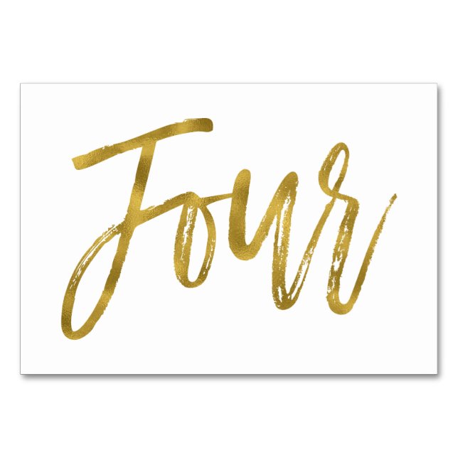 Numéro De Table Or et blanc Élégant Tableau Numéro Quatre (Devant)